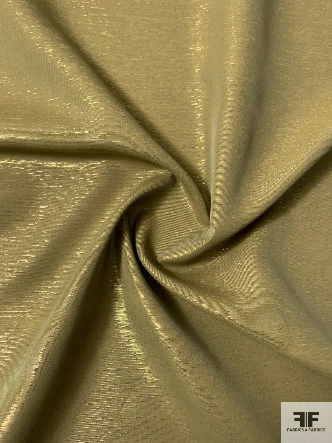 Italian Semi-Sheer Viscose Blend Lamé - Olive Green / Gold 6 Italian Semi-Sheer Viscose Blend Lamé - Olive Green / Gold - Image 4