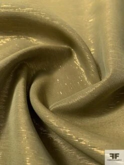 Italian Semi-Sheer Viscose Blend Lamé - Olive Green / Gold