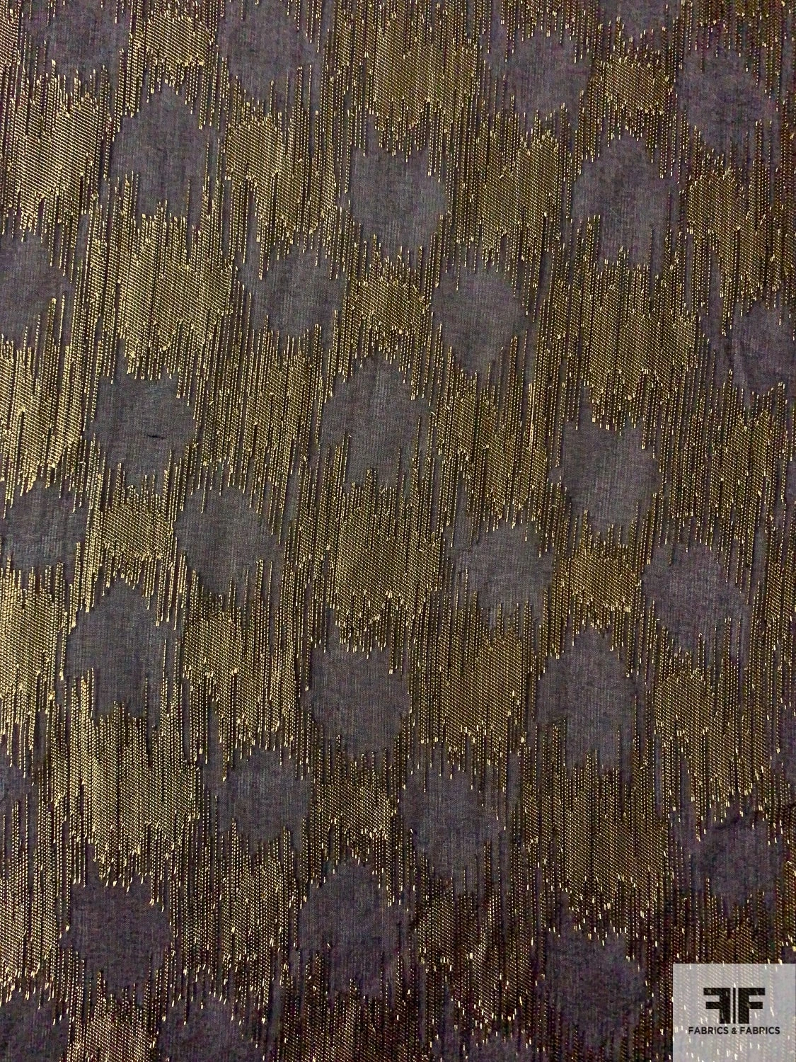 Made In France Silk Chiffon With Metallic Hazy Crosshatch Pattern - Antique Gold / Black 7 Made In France Silk Chiffon With Metallic Hazy Crosshatch Pattern - Antique Gold / Black - Image 5