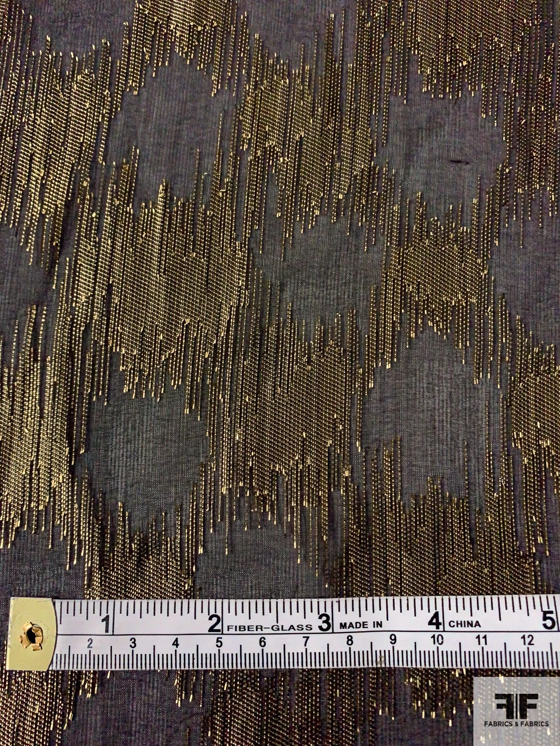 Made In France Silk Chiffon With Metallic Hazy Crosshatch Pattern - Antique Gold / Black 8 Made In France Silk Chiffon With Metallic Hazy Crosshatch Pattern - Antique Gold / Black - Image 6