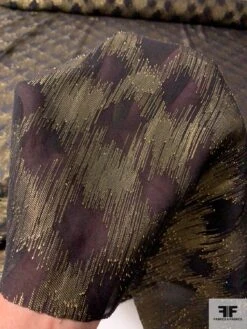 Made In France Silk Chiffon With Metallic Hazy Crosshatch Pattern - Antique Gold / Black 16 Made In France Silk Chiffon With Metallic Hazy Crosshatch Pattern - Antique Gold / Black -Fabrics And Fabrics Store 12071 6