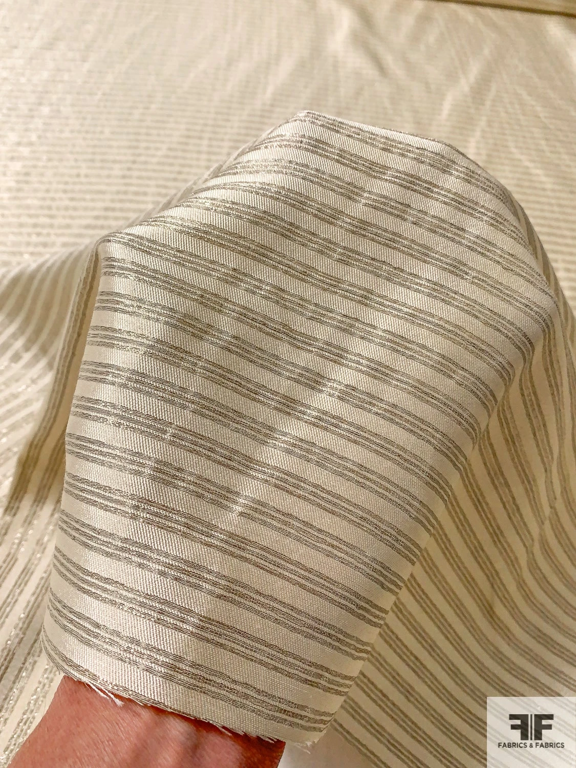 Italian Ralph Lauren Horizontal Lurex Striped Lamé - Cream / Gold 8 Italian Ralph Lauren Horizontal Lurex Striped Lamé - Cream / Gold - Image 6