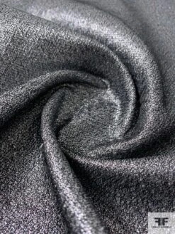 Italian Basic Suiting Weight Lamé - Silver / Black