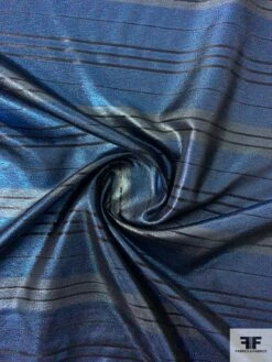 Italian Glam Striped Lamé - Metallic Blue / Cadet Grey / Black