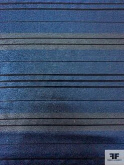 Italian Glam Striped Lamé - Metallic Blue / Cadet Grey / Black -Fabrics And Fabrics Store 12086 4