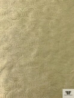 Italian Damask-Like Semi-Sheer Metallic Lamé - Pastel Lime / Gold -Fabrics And Fabrics Store 12089 4