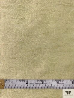 Italian Damask-Like Semi-Sheer Metallic Lamé - Pastel Lime / Gold -Fabrics And Fabrics Store 12089 5