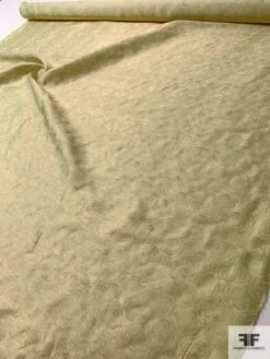 Italian Damask-Like Semi-Sheer Metallic Lamé - Pastel Lime / Gold -Fabrics And Fabrics Store 12089 8