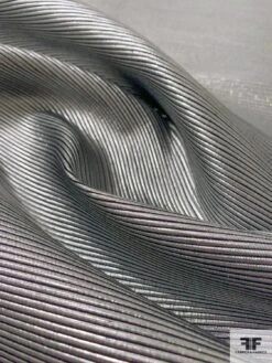 Made In England Ottoman Striped Lamé - Silver / Black