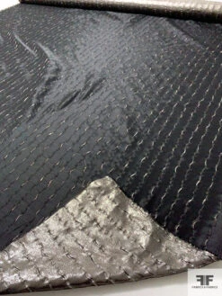 Italian Vertical Wavy Striped Slightly Textured Lamé - Metallic Golden Taupe / Black -Fabrics And Fabrics Store 12092vs 7