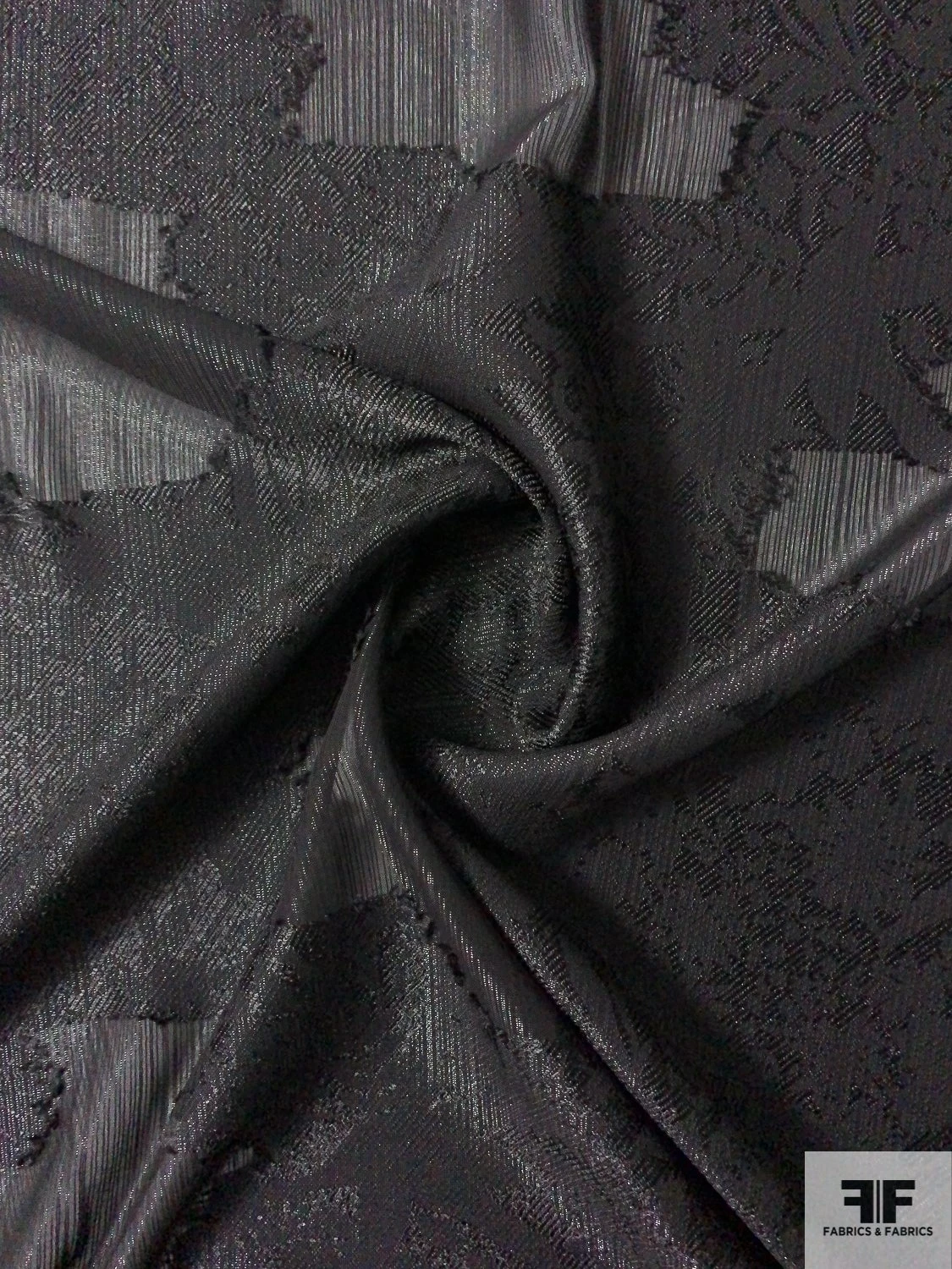 Italian Abstract Viscose And Metallic Chiffon Fil Coupé - Black 5 Italian Abstract Viscose And Metallic Chiffon Fil Coupé - Black - Image 3