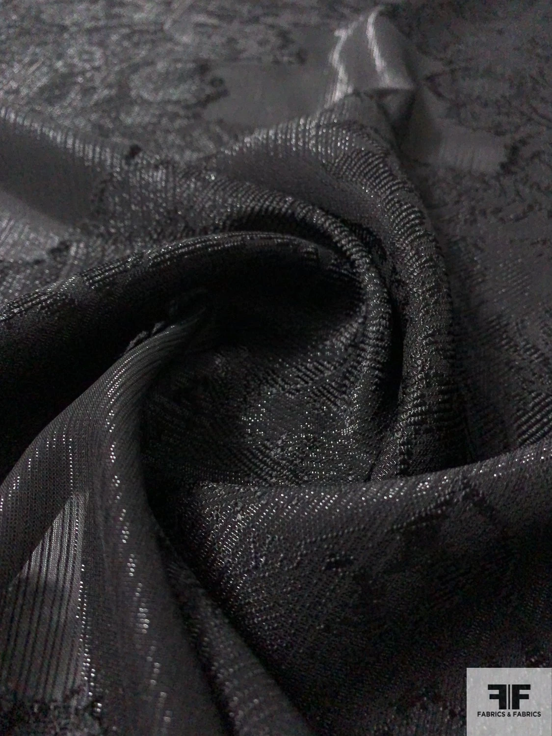 Italian Abstract Viscose And Metallic Chiffon Fil Coupé - Black 6 Italian Abstract Viscose And Metallic Chiffon Fil Coupé - Black - Image 4