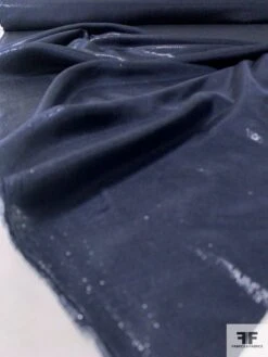 Italian Semi-Sheer Silk Blend Lamé - Navy -Fabrics And Fabrics Store 12097 6