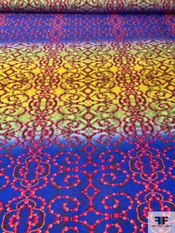 Ombré Jewel Necklace Printed Silk And Cotton Faille - Multicolor -Fabrics And Fabrics Store 12565 3