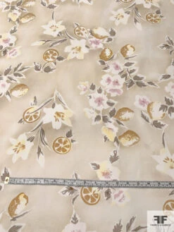 Fruits And Floral Distressed-Look Printed Silk Crepe De Chine - Light Beige / Stone Grey / Tan / Orchid 13 Fruits And Floral Distressed-Look Printed Silk Crepe De Chine - Light Beige / Stone Grey / Tan / Orchid -Fabrics And Fabrics Store 12594 5
