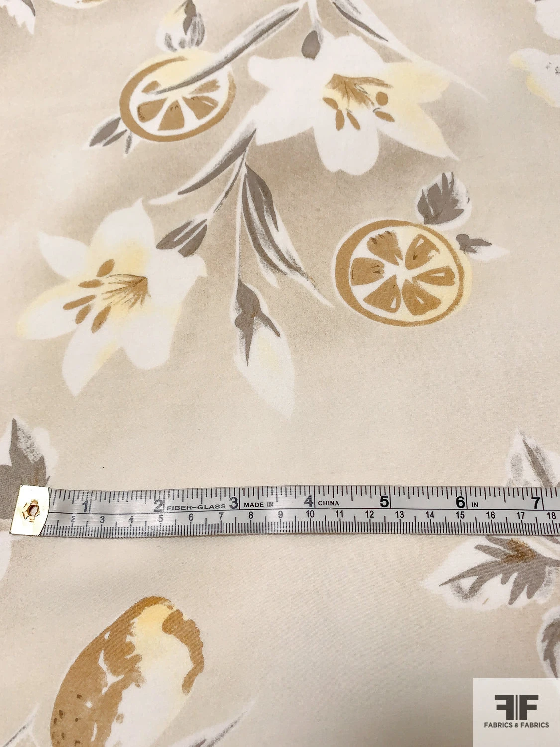 Fruits And Floral Distressed-Look Printed Silk Crepe De Chine - Light Beige / Stone Grey / Tan / Orchid 8 Fruits And Floral Distressed-Look Printed Silk Crepe De Chine - Light Beige / Stone Grey / Tan / Orchid - Image 6