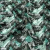 Abstract Graphic Printed Vintage Fine Silk Twill - Dusty Green / Seafoam / Black