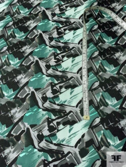 Abstract Graphic Printed Vintage Fine Silk Twill - Dusty Green / Seafoam / Black 16 Abstract Graphic Printed Vintage Fine Silk Twill - Dusty Green / Seafoam / Black -Fabrics And Fabrics Store 12655 7