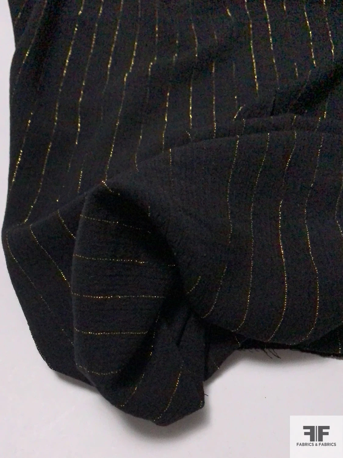 Vertical Lurex Striped Rayon Gauze - Black / Gold 10 Vertical Lurex Striped Rayon Gauze - Black / Gold - Image 8