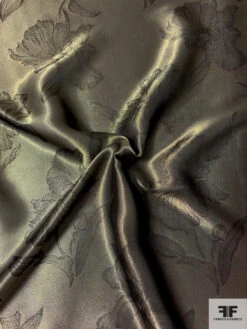 Italian Romantic Floral Soft Jacquard Lamé - Midnight Gold / Black