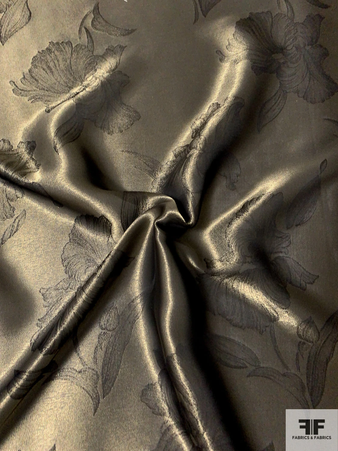 Italian Romantic Floral Soft Jacquard Lamé - Midnight Gold / Black 5 Italian Romantic Floral Soft Jacquard Lamé - Midnight Gold / Black - Image 3