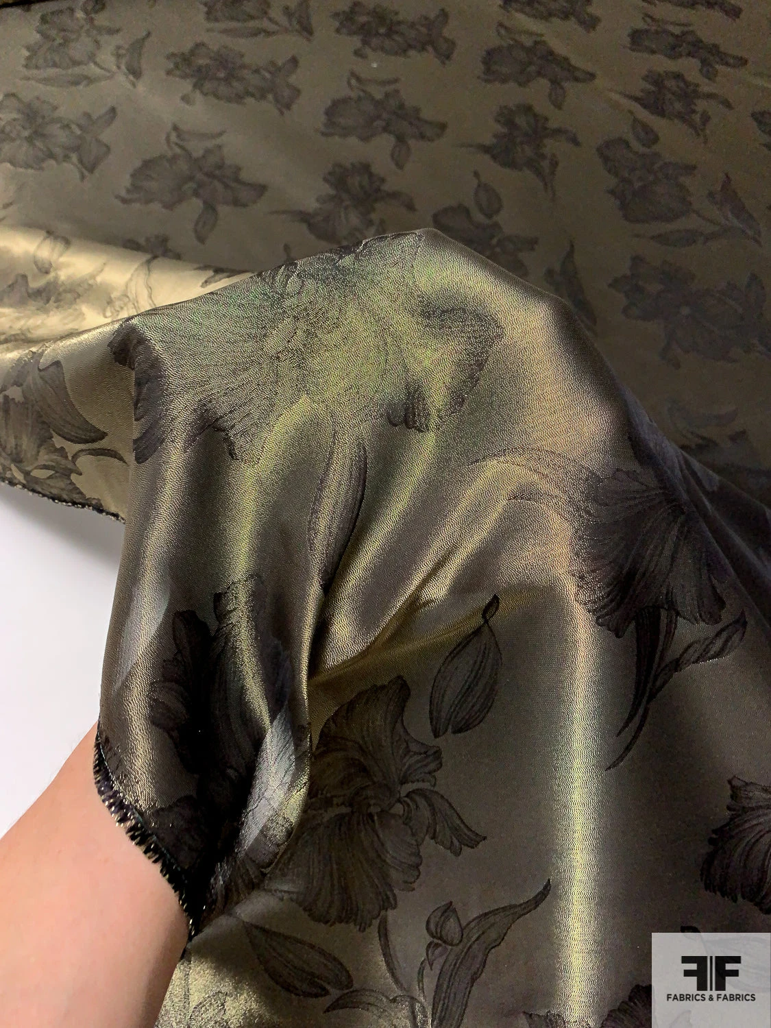 Italian Romantic Floral Soft Jacquard Lamé - Midnight Gold / Black 4 Italian Romantic Floral Soft Jacquard Lamé - Midnight Gold / Black - Image 2