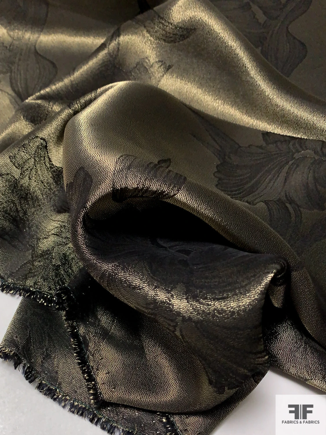 Italian Romantic Floral Soft Jacquard Lamé - Midnight Gold / Black 11 Italian Romantic Floral Soft Jacquard Lamé - Midnight Gold / Black - Image 9