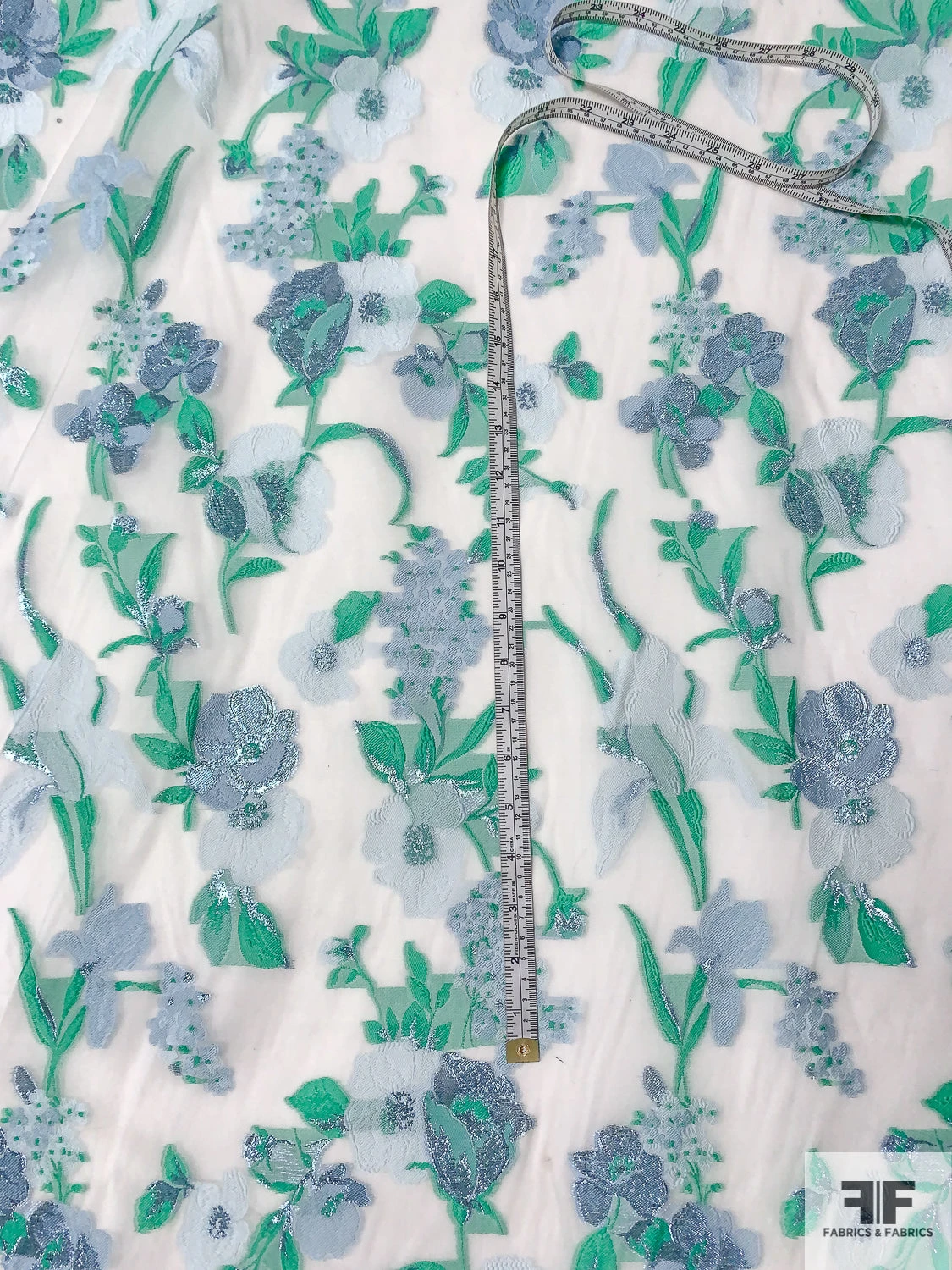 Pamella Roland Floral Fil Coupé Organza With Lurex - White / Green / Light Blue 7 Pamella Roland Floral Fil Coupé Organza With Lurex - White / Green / Light Blue - Image 5