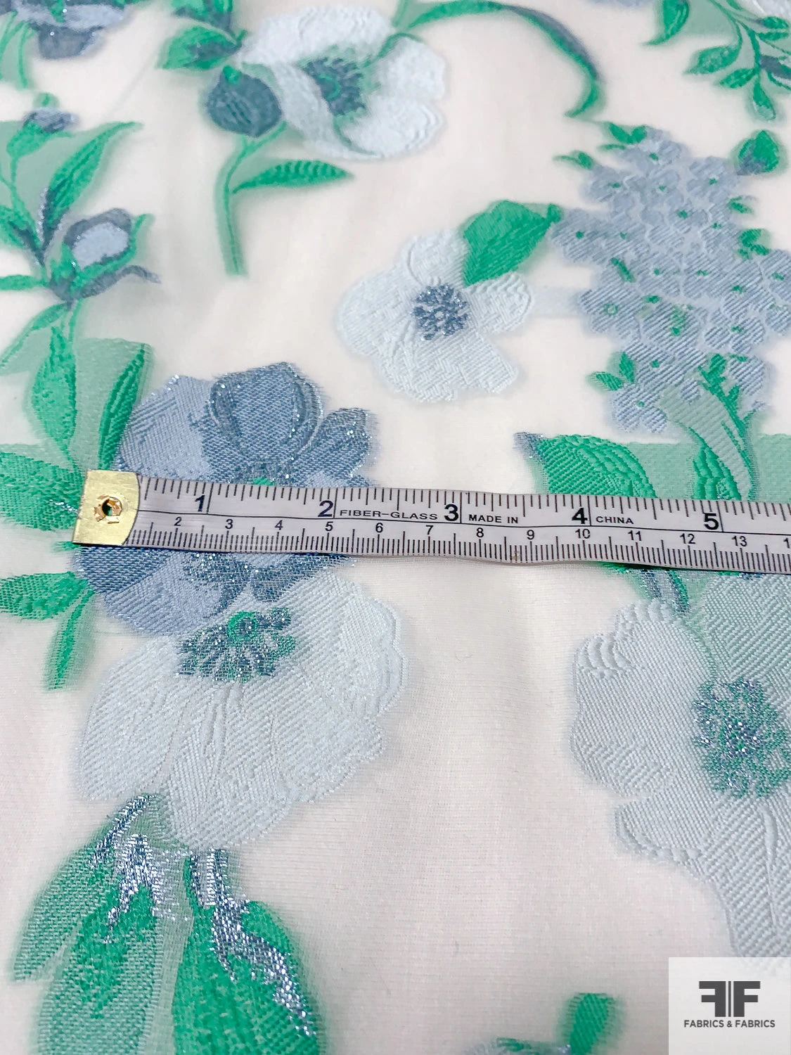 Pamella Roland Floral Fil Coupé Organza With Lurex - White / Green / Light Blue 9 Pamella Roland Floral Fil Coupé Organza With Lurex - White / Green / Light Blue - Image 7