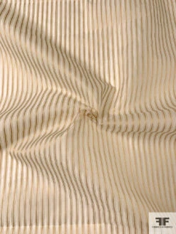 Vertical Satin Striped Silk Organza - Tan / Off-White