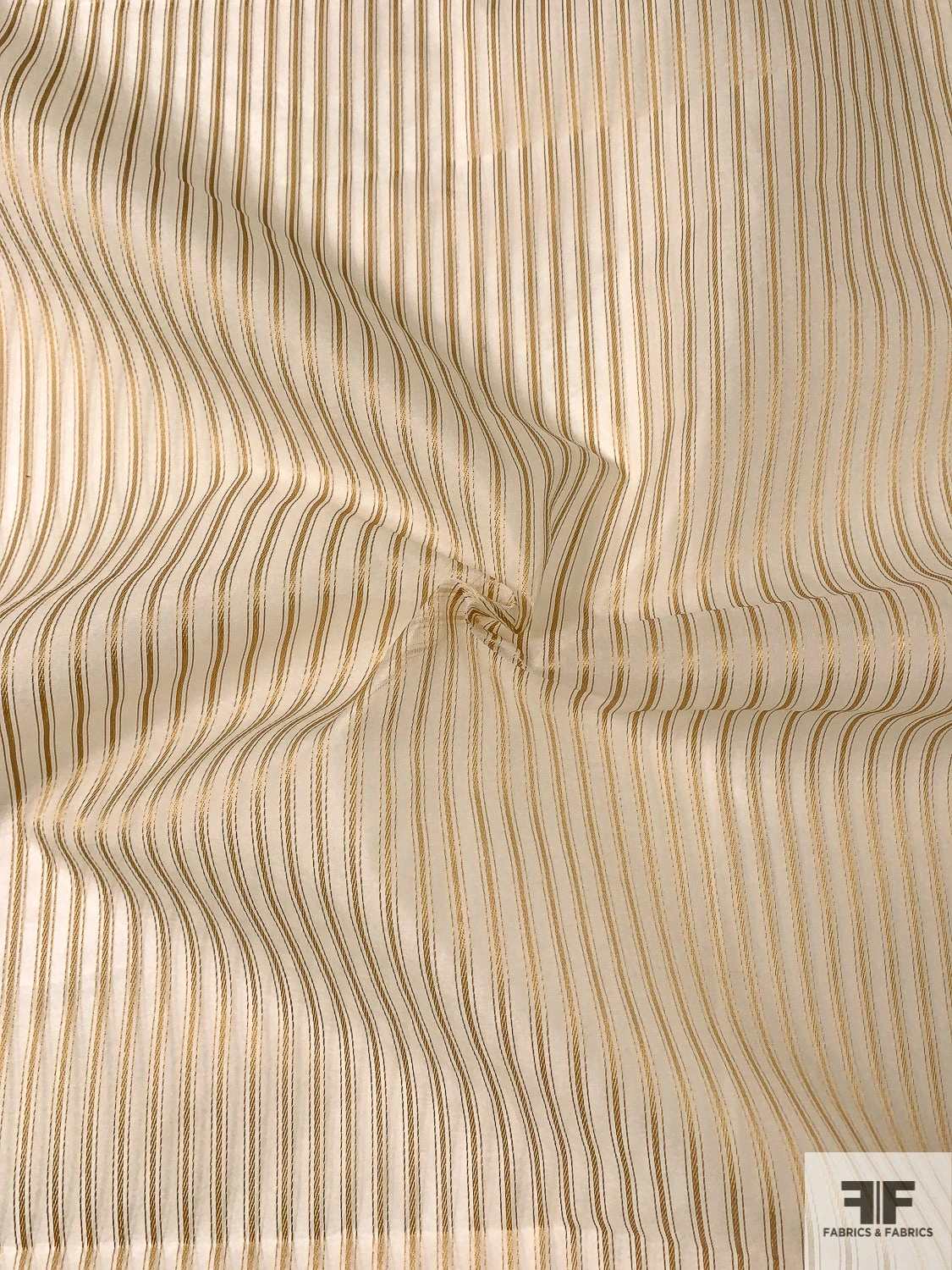 Vertical Satin Striped Silk Organza - Tan / Off-White 5 Vertical Satin Striped Silk Organza - Tan / Off-White - Image 3