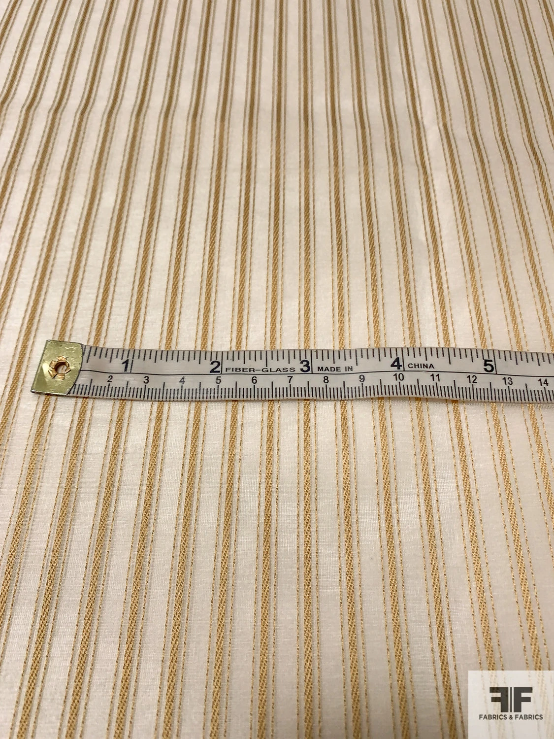 Vertical Satin Striped Silk Organza - Tan / Off-White 8 Vertical Satin Striped Silk Organza - Tan / Off-White - Image 6