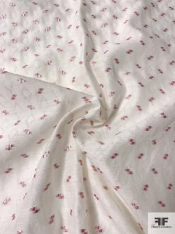 Italian Lurex Dotted Silk Blend Jacquard Gazar - White / Metallic Pink 12 Italian Lurex Dotted Silk Blend Jacquard Gazar - White / Metallic Pink -Fabrics And Fabrics Store 12840 2
