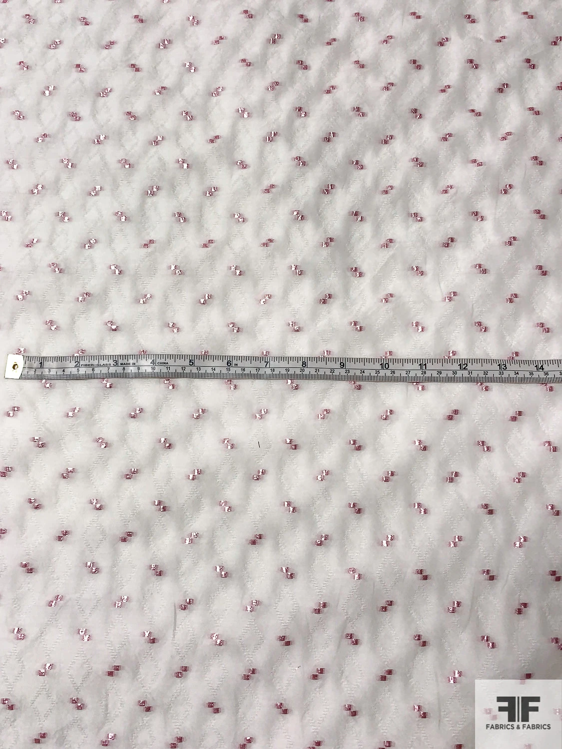 Italian Lurex Dotted Silk Blend Jacquard Gazar - White / Metallic Pink 7 Italian Lurex Dotted Silk Blend Jacquard Gazar - White / Metallic Pink - Image 5