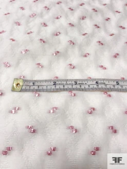 Italian Lurex Dotted Silk Blend Jacquard Gazar - White / Metallic Pink 15 Italian Lurex Dotted Silk Blend Jacquard Gazar - White / Metallic Pink -Fabrics And Fabrics Store 12840 5