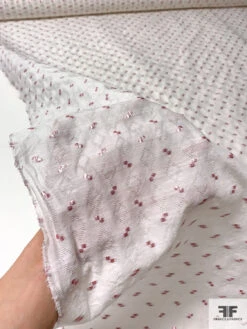 Italian Lurex Dotted Silk Blend Jacquard Gazar - White / Metallic Pink 17 Italian Lurex Dotted Silk Blend Jacquard Gazar - White / Metallic Pink -Fabrics And Fabrics Store 12840 7