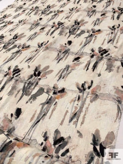Italian Painterly Stalks Printed Silk And Cotton Blend Fil Coupé - Ivory / Black / Greys / Dusty Peach 15 Italian Painterly Stalks Printed Silk And Cotton Blend Fil Coupé - Ivory / Black / Greys / Dusty Peach -Fabrics And Fabrics Store 12851 5