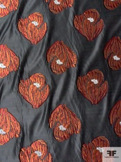 Italian Floral Petals Fil Coupé Silk Organza - Copper / Black / Merlot / Silver 12 Italian Floral Petals Fil Coupé Silk Organza - Copper / Black / Merlot / Silver -Fabrics And Fabrics Store 12858 1