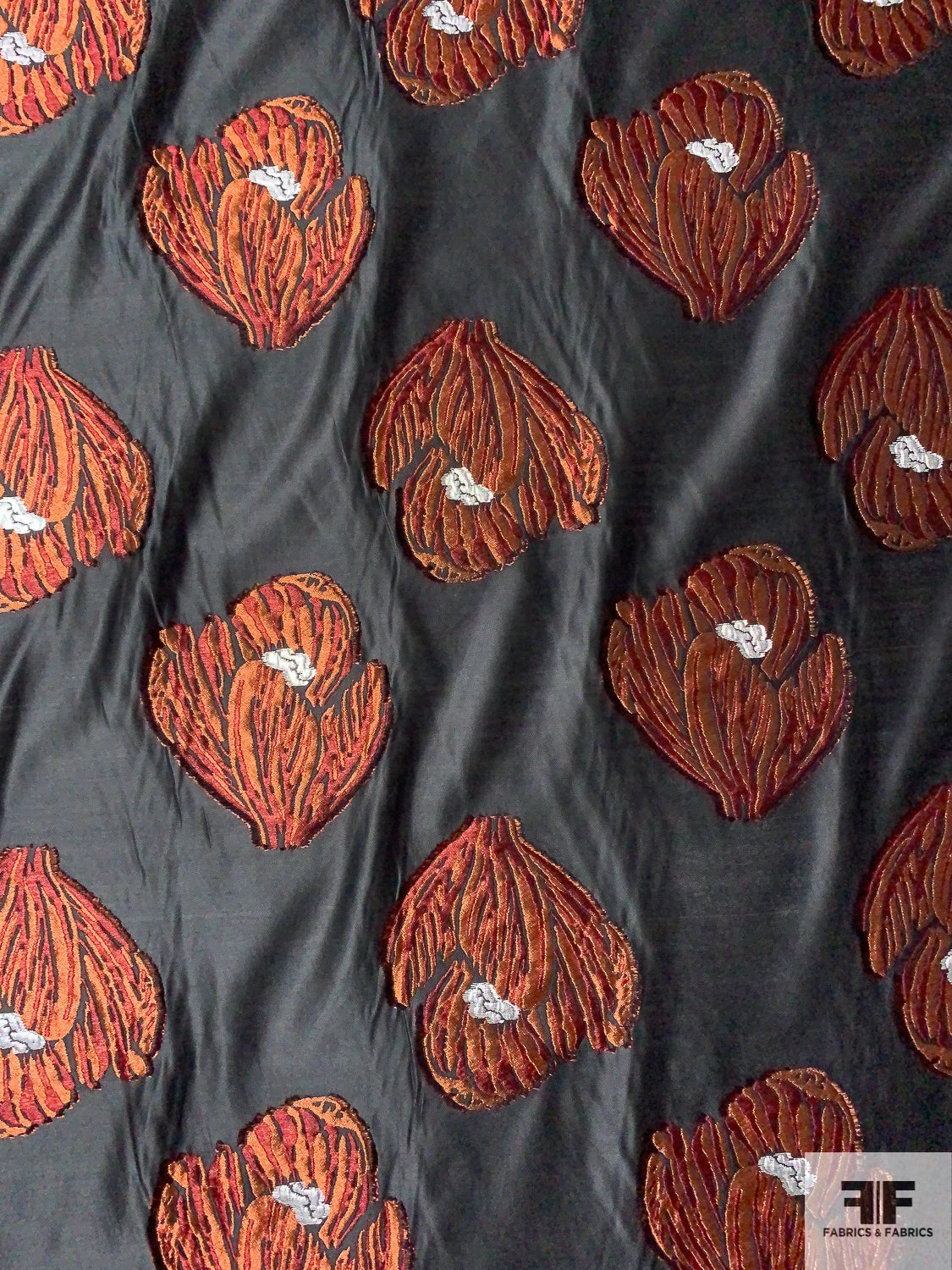 Italian Floral Petals Fil Coupé Silk Organza - Copper / Black / Merlot / Silver 5 Italian Floral Petals Fil Coupé Silk Organza - Copper / Black / Merlot / Silver - Image 3