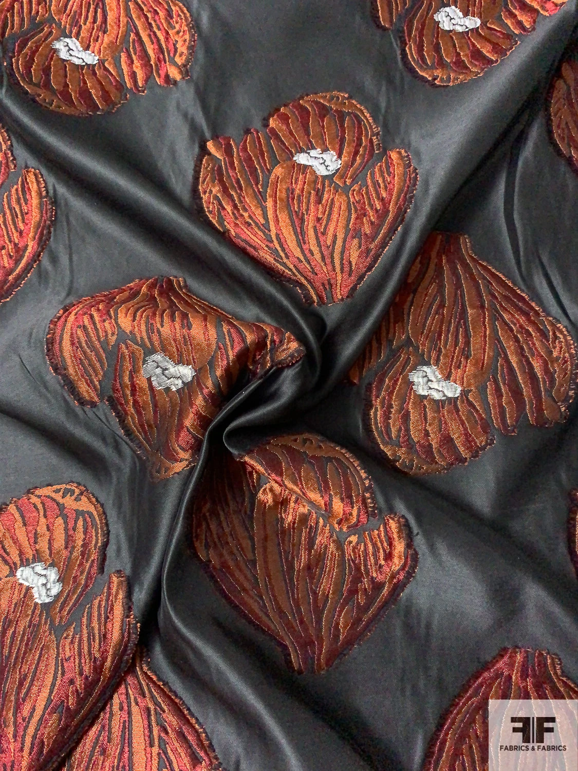 Italian Floral Petals Fil Coupé Silk Organza - Copper / Black / Merlot / Silver 6 Italian Floral Petals Fil Coupé Silk Organza - Copper / Black / Merlot / Silver - Image 4