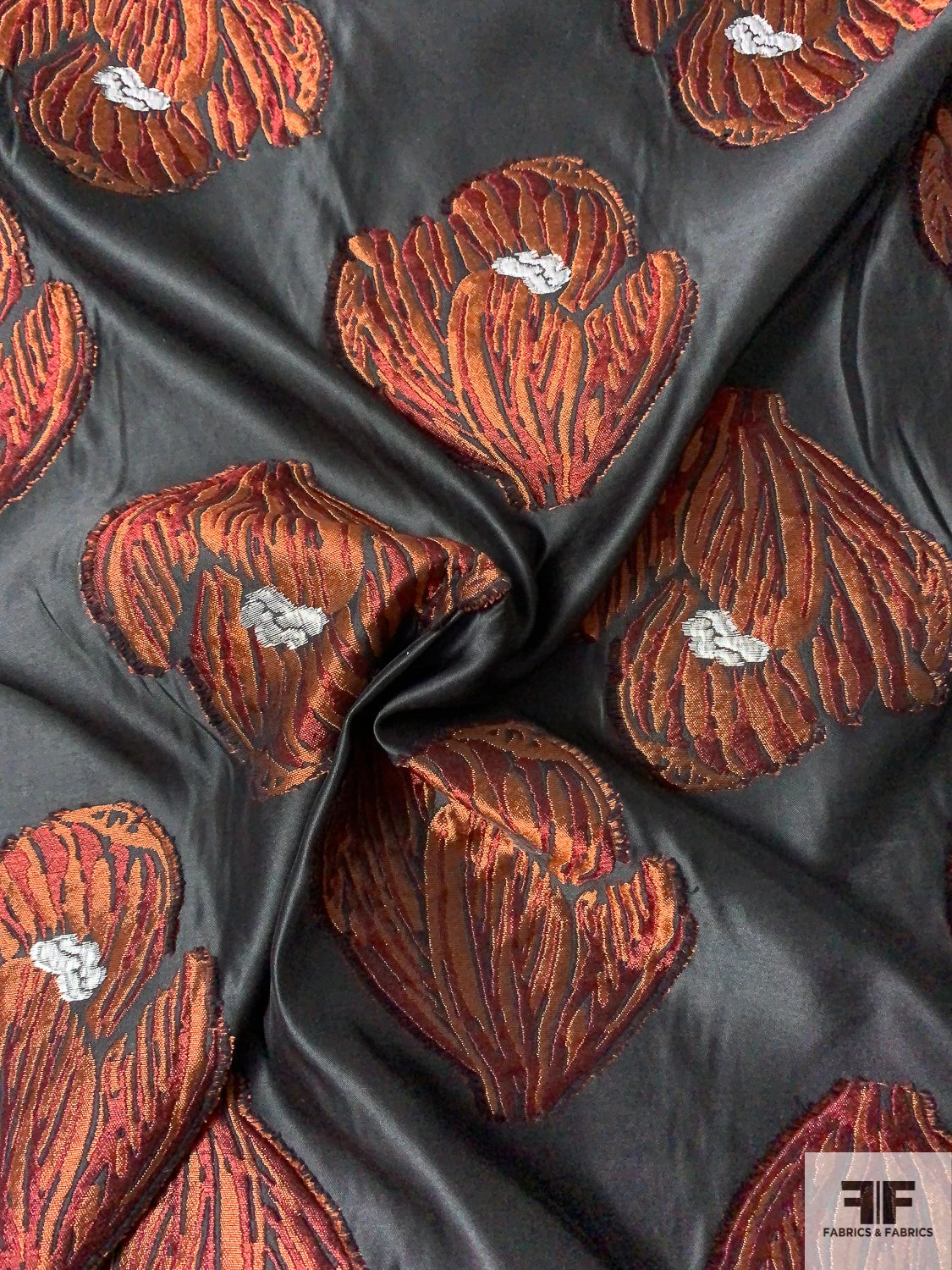 Italian Floral Petals Fil Coupé Silk Organza - Copper / Black / Merlot / Silver 4 Italian Floral Petals Fil Coupé Silk Organza - Copper / Black / Merlot / Silver - Image 2