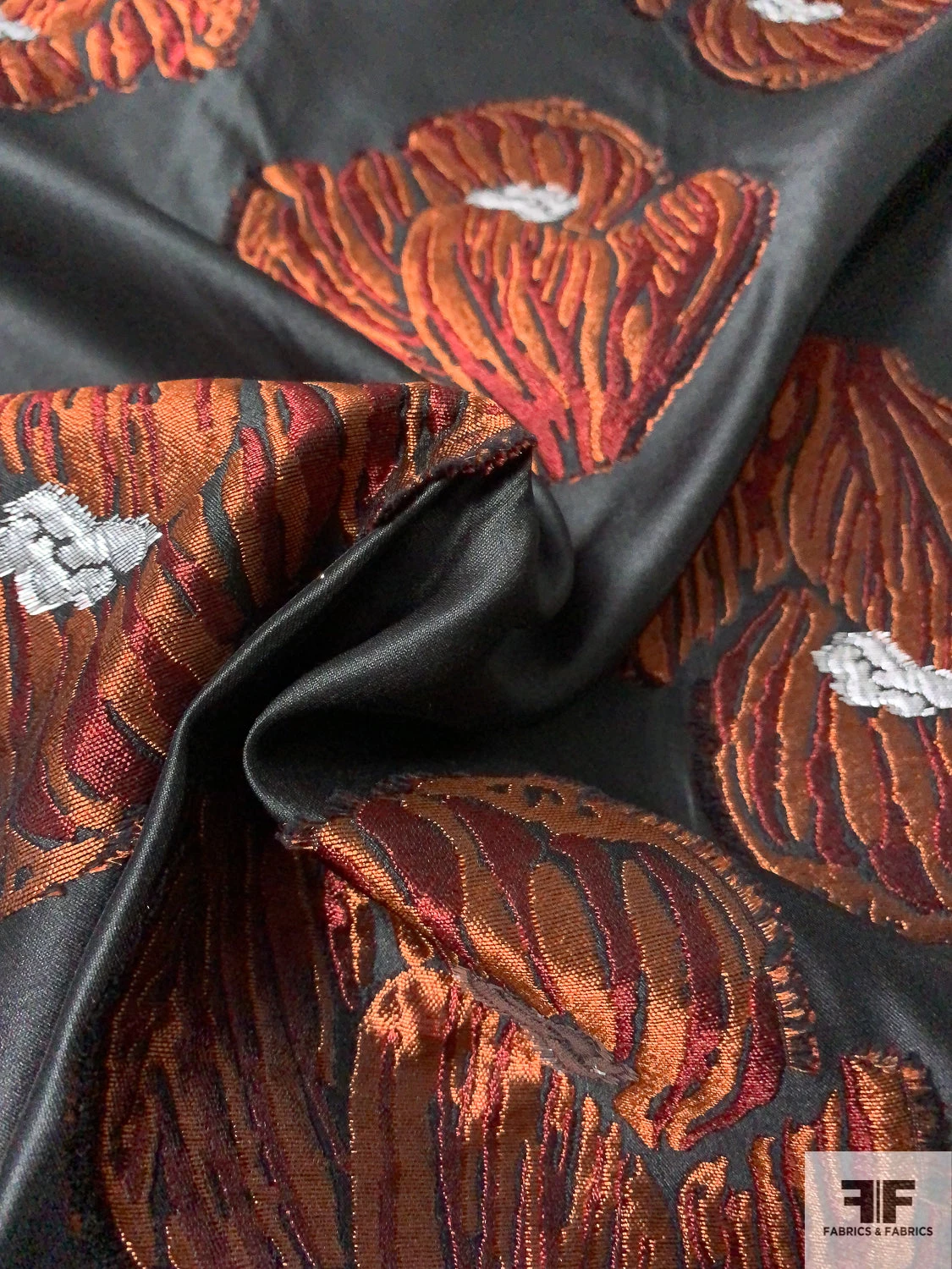 Italian Floral Petals Fil Coupé Silk Organza - Copper / Black / Merlot / Silver 7 Italian Floral Petals Fil Coupé Silk Organza - Copper / Black / Merlot / Silver - Image 5