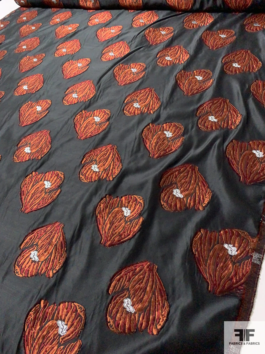 Italian Floral Petals Fil Coupé Silk Organza - Copper / Black / Merlot / Silver 10 Italian Floral Petals Fil Coupé Silk Organza - Copper / Black / Merlot / Silver - Image 8