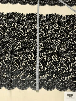 Italian Vintage DVF Stretch Panné Velvet Knit Panel - Black / Cream 14 Italian Vintage DVF Stretch Panné Velvet Knit Panel - Black / Cream -Fabrics And Fabrics Store 12869 2