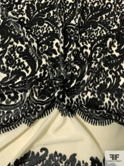 Italian Vintage DVF Stretch Panné Velvet Knit Panel - Black / Cream 12 Italian Vintage DVF Stretch Panné Velvet Knit Panel - Black / Cream -Fabrics And Fabrics Store 12869 5