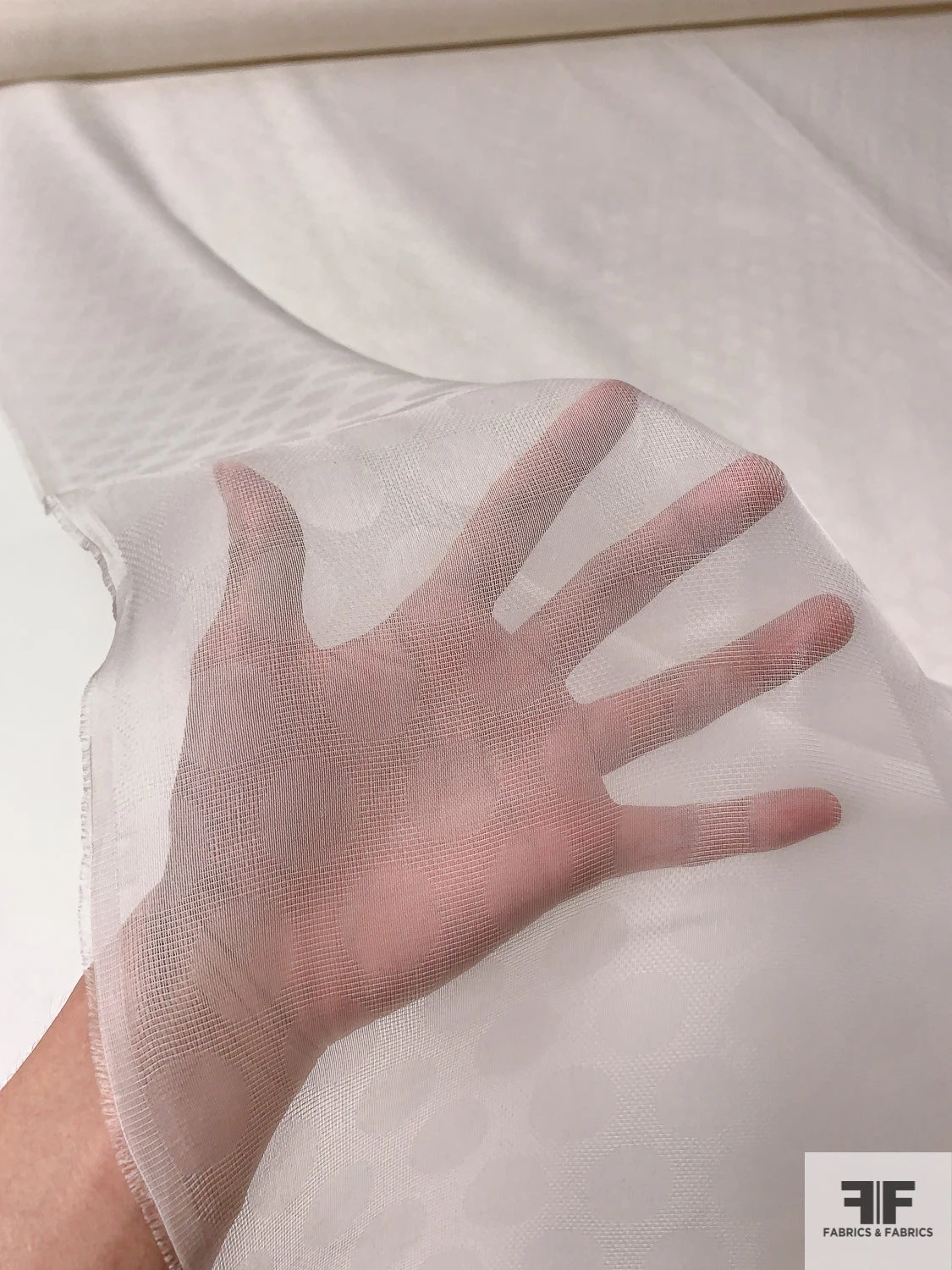 Italian Polka Dot Jacquard Soft Silk Gazar - White 5 Italian Polka Dot Jacquard Soft Silk Gazar - White - Image 3