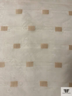 Rectangles Fil Coupé Stiff Silk Organza With Lurex Stitching - Light Peach / Gold -Fabrics And Fabrics Store 12929 1