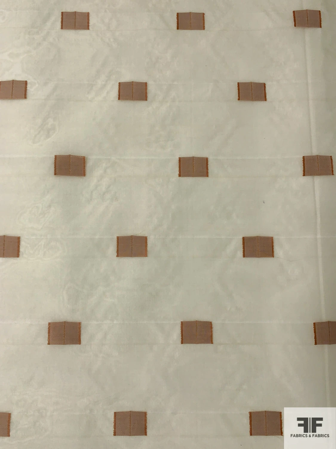 Rectangles Fil Coupé Stiff Silk Organza With Lurex Stitching - Dusty Coral / Ivory / Gold 6 Rectangles Fil Coupé Stiff Silk Organza With Lurex Stitching - Dusty Coral / Ivory / Gold - Image 4