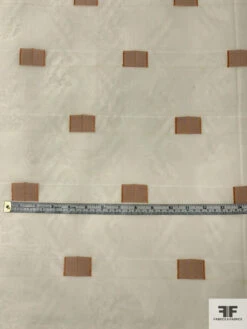 Rectangles Fil Coupé Stiff Silk Organza With Lurex Stitching - Dusty Coral / Ivory / Gold 14 Rectangles Fil Coupé Stiff Silk Organza With Lurex Stitching - Dusty Coral / Ivory / Gold -Fabrics And Fabrics Store 12931 2