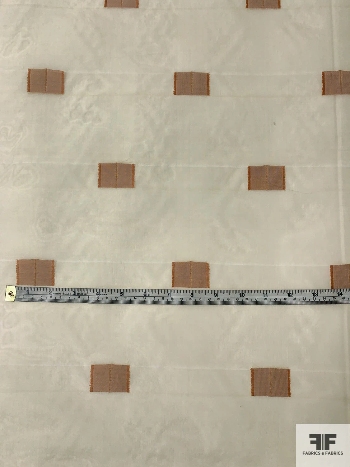 Rectangles Fil Coupé Stiff Silk Organza With Lurex Stitching - Dusty Coral / Ivory / Gold 7 Rectangles Fil Coupé Stiff Silk Organza With Lurex Stitching - Dusty Coral / Ivory / Gold - Image 5